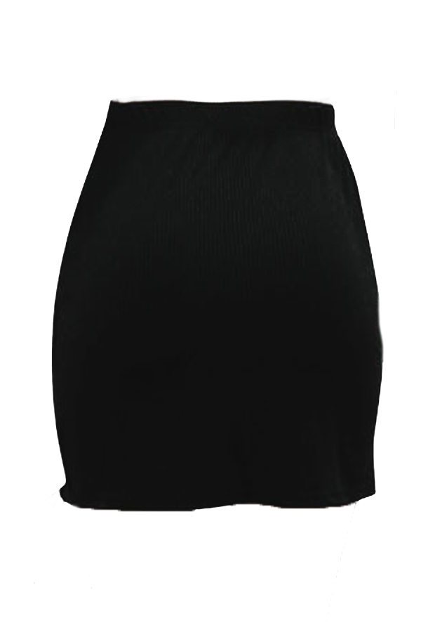  Euramerican Zipper Design Black Polyester Sheath Mini Skirts