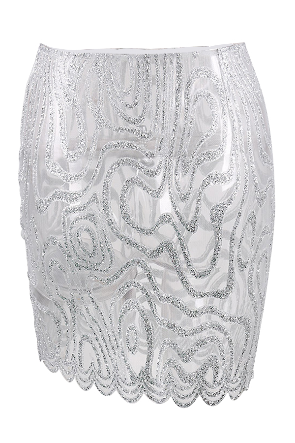  Sexy See-Through Silver Polyester Sheath Mini Skirts