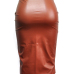  Trendy High Waist Coffee Leather Sheath Knee Length Skirts
