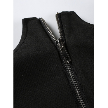 Stylish Zipper Design Black Polyester Sheath Mini Skirts