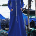  Casual V Neck Blue Milk Fiber Ankle Length Dress