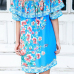  Era Of Floral Blue Mini Dress(Non Positioning Printing)