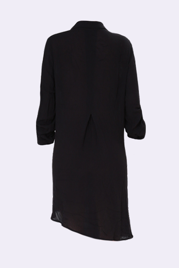  Euramerican Asymmetrical Black Polyester Knee Length Dress