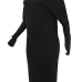  Euramerican Dew Shoulder Black Cotton Blend Sheath Mid Calf Dress