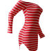  Euramerican Dew Shoulder Striped Red-white Milk Fiber Sheath Mini Dress