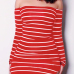  Euramerican Dew Shoulder Striped Red-white Milk Fiber Sheath Mini Dress