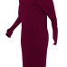  Euramerican Dew Shoulder Wine Red Cotton Blend Sheath Mid Calf Dress