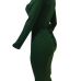  Euramerican Long Sleeves Green Polyester Sheath Mid Calf Dress