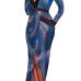  Euramerican Printed Asymmetrical Blue Healthy Fabric Sheath Ankle Length Dress