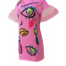  Euramerican Round Neck Short Sleeves Printed Pink Polyester Sheath Mini Dress