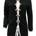  Fashionable Round Neck Lace-up Hollow-out Black Polyester Mini Dress