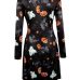  Find Halloween Printing Black Mini Dress(Non Positioning Printing)