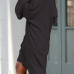  Leisure Dew Shoulder Black Cotton Blend Knee Length Dress