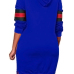  Leisure Hooded Collar Patchwork Blue Polyester Mini Dress