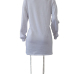  Leisure Round Neck Long Sleeves Printed White Polyester Mini Dress