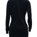  Leisure Round Neck Patchwork Black Polyester Mini Dress