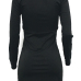  Leisure Round Neck Printed Black Polyester Sheath Mini Dress