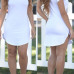  Leisure Round Neck Short Sleeves White Milk Fiber Sheath Mini Dress