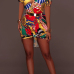  Retro Turndown Collar Non Positioning Printed Polyester Mini Shirt Dress(Without Belt)