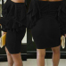  Sexy Bateau Neck Layered Ruffles Black Milk Fiber Mini Dress