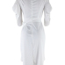  Sexy Deep V Neck Asymmetrical White Polyester Mid Calf Dress 