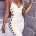  Sexy Hollow-out White Polyester Sheath Knee Length Dress