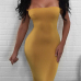  Sexy Lace-up Hollow-out Yellow Milk Fiber Sheath Knee Length Dress
