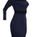  Sexy Round Neck Hollow-out Blue Healthy Fabric Sheath Knee Length Dress