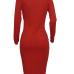 Sexy Round Neck Hollow-out Red Polyester Sheath Knee Length Dress
