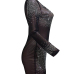  Sexy Round Neck Hot Drilling Decorative Black Polyester Mini Dress