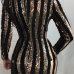  Sexy Round Neck Sequins Decoration Gold Polyester Mini Bodycon Dress