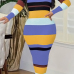  Sexy Round Neck Striped Patchwork Purple Polyester Ankle Length Dress