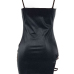  Sexy Sleeveless Hollow-out Black PU Mini Slip Dress