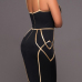  Sexy Spaghetti Strap Sleeveless Striped Printed Black Polyester Sheath Knee Length Dress