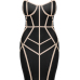  Sexy Spaghetti Strap Sleeveless Striped Printed Black Polyester Sheath Knee Length Dress