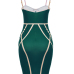  Sexy Spaghetti Strap Sleeveless Striped Printed Green Polyester Sheath Knee Length Dress