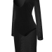  Sexy U Neck See-Through Black Polyester Knee Length Dress