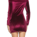  Sexy V Neck Backless Fold Design Purplish Red Velvet Mini Dress