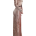  Sexy V Neck Bandage Design Pink Velvet Ankle Length Dress