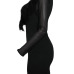  Sexy V Neck Feather Decoration Net Yarn Splicing Black Polyester Knee Length Dress