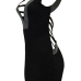  Sexy V Neck Hollow-out Black Polyester Sheath Mini Dress