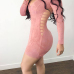  Sexy V Neck Hollow-out Pink Polyester Sheath Mini Dress