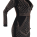 Sexy V Neck Hot Drilling Decorative Black Healthy Fabric Mini Dress
