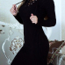  Sexy V Neck Lace-up Black Polyester Knee Length Dress