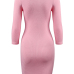 Sexy V Neck Lace-up Pink Polyester Knee Length Dress