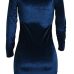  Stylish Long Sleeves Blue Velvet Sheath Mini Dress