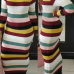  Stylish Round Neck Striped Polyester Sheath Ankle Length Dress