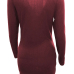  Stylish V Neck Long Sleeves Wine Red Polyester Sheath Mini Dress
