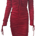  Trendy Dew Shoulder Drape Design Wine Red Polyester Sheath Mini Dress