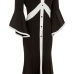  Trendy Dew Shoulder Patchwork Black Knee Length Dress